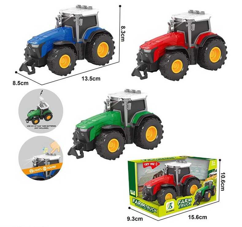 Трактор 0488-600 D (192/2) 3 кольори, інерція, 3 кнопки, світло, звук, в коробці
