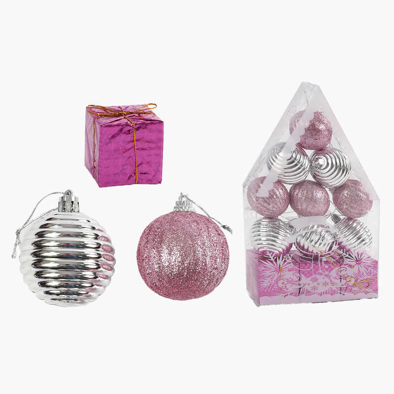 Новорічні прикраси C 67378 (108) 12 штук, кульки, подарунки, D=5 см, у слюді