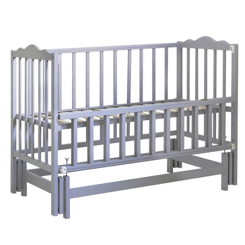 гр Ліжечко дитяче "Софія-2" - шарнір-підшипник з опускною боковиною (Сірий)