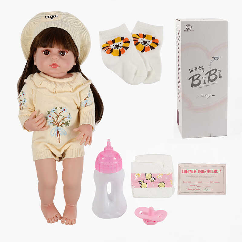 Лялька XBY 6610 (12) звуки, висота 52 см, гумова, пляшечка, памперс, соска, шапочка, шкарпетки, в коробці