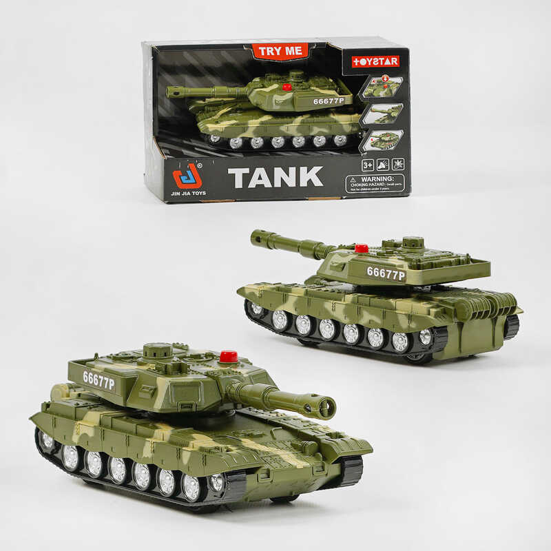 Танк 666-77 P (60) інерція, звук, підсвічування, рухоме дуло, в коробці