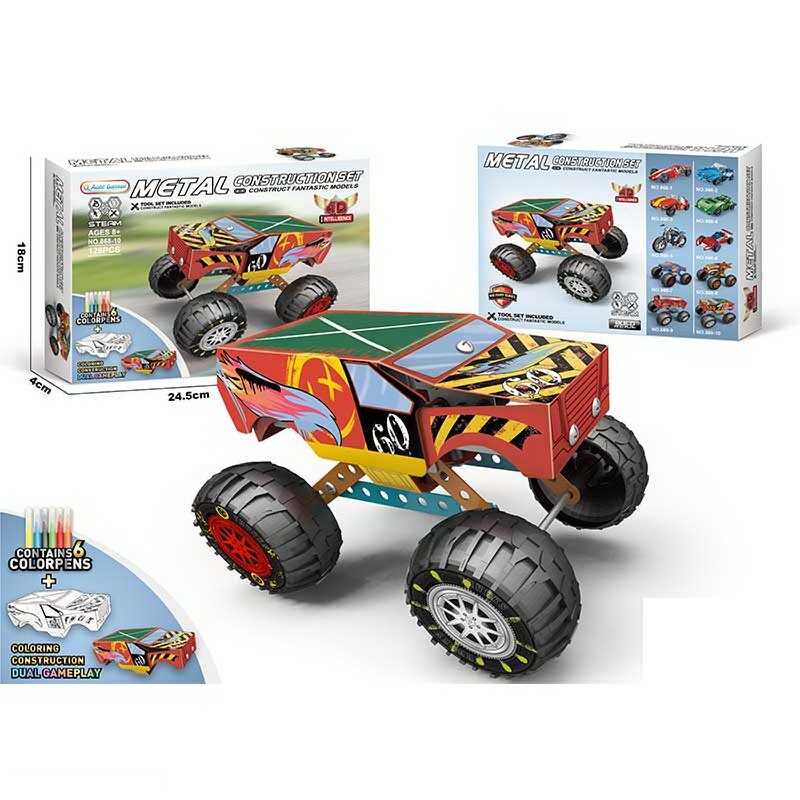 Конструктор металевий 868-10 (72/2) 128 елементів, “Автомобіль”, інструменти, змінні корпуси, фломастери, в коробці