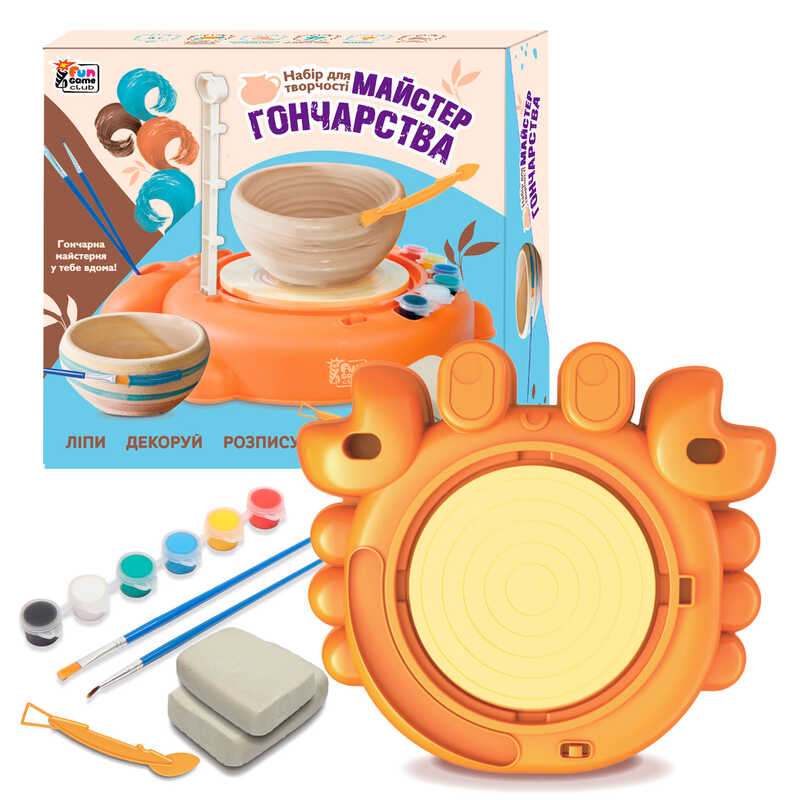 гр Майстер гончарства 86249 (6/2) "4FUN Game Club", автоматичний гончарний круг, глина, фарби, пензлики, інструменти, в коробці