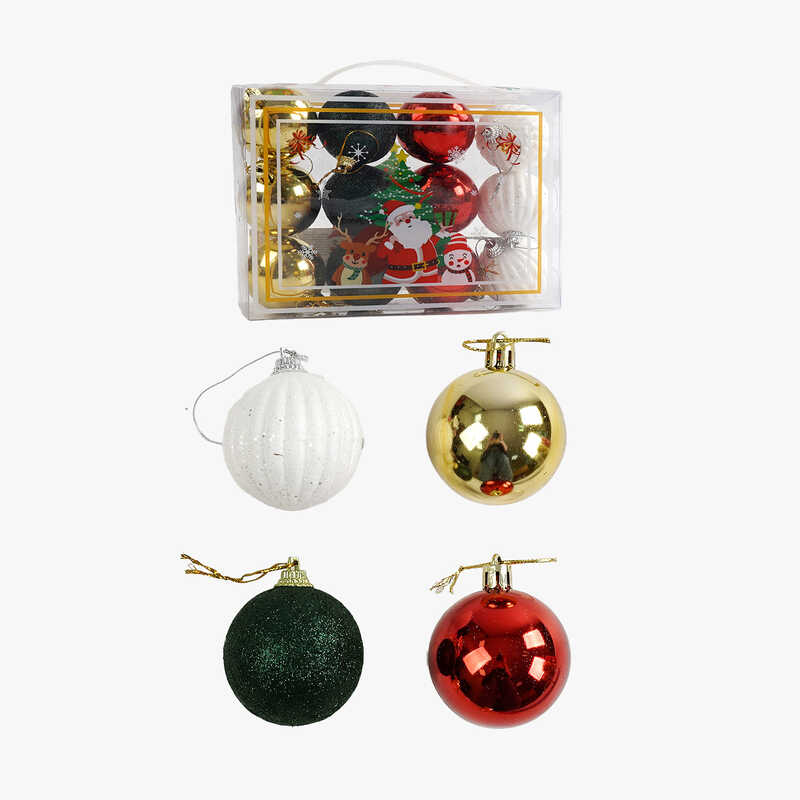 Новорічні прикраси C 67296 (120) 12 штук, кульки, D = 4,5 см, у слюді