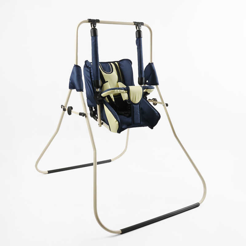 гр Гойдалка 0-м "Алінка" 207274 (1) темно-синя, з жовтим на беж.рамі, зміна положення спинки "сидячи/лежачи", у пакеті