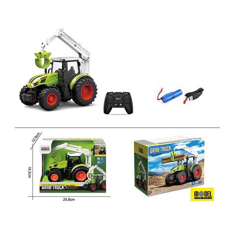 Трактор на радіокеруванні 6606 (24) підсвічування, акумулятор 3.7V, пульт 2.4GHz, USB-кабель, гумові колеса, режим демонстрація, масштаб 1:24, в коробці