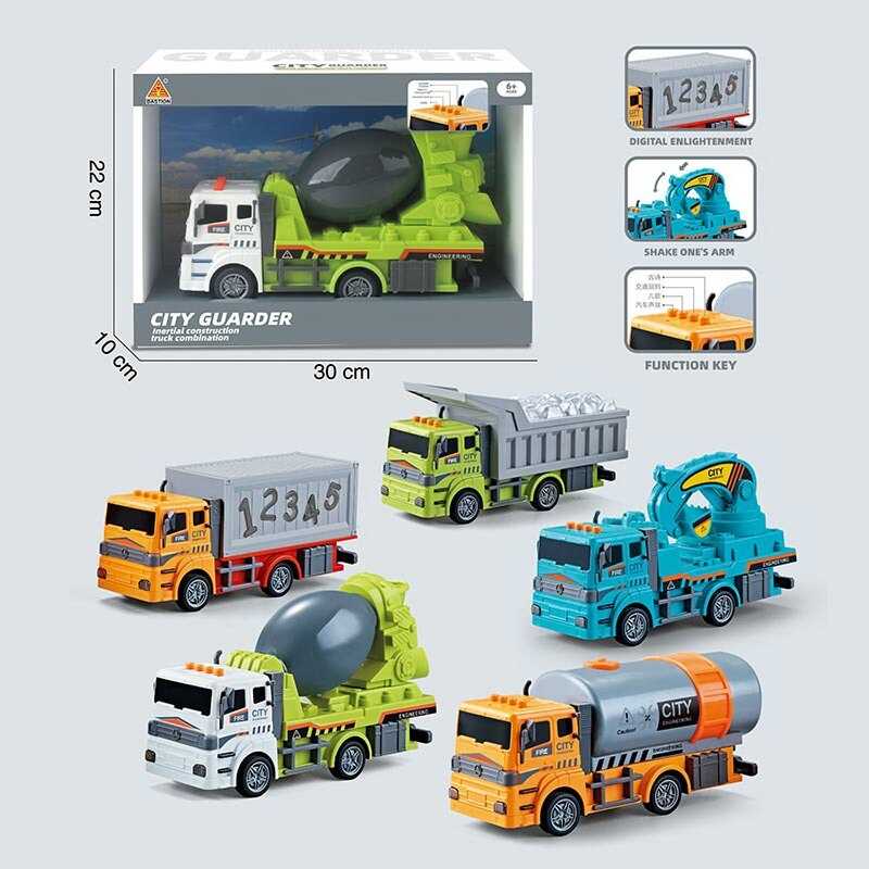 Машина музична 60198 (48/2) 5 видів, "Вантажівка", підсвічування, інерція, звуки, мелодії, пісні, історії, скоромовки англійською, в коробці, МІКС ВИДІВ