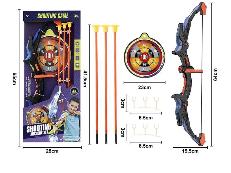 Лук 755 A (32/2) підсвічування, 3 стріли з присоскою, мішень, в коробці