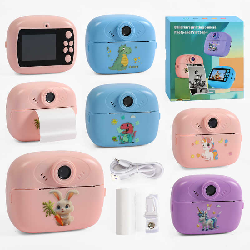 Фотоапарат-принтер C 72972 (50) кабель type-C, роз’єм для SD карти, фото, відео, ігри, рулон термопаперу, в коробці, ВИДАЄТЬСЯ ТІЛЬКИ МІКС ВИДІВ