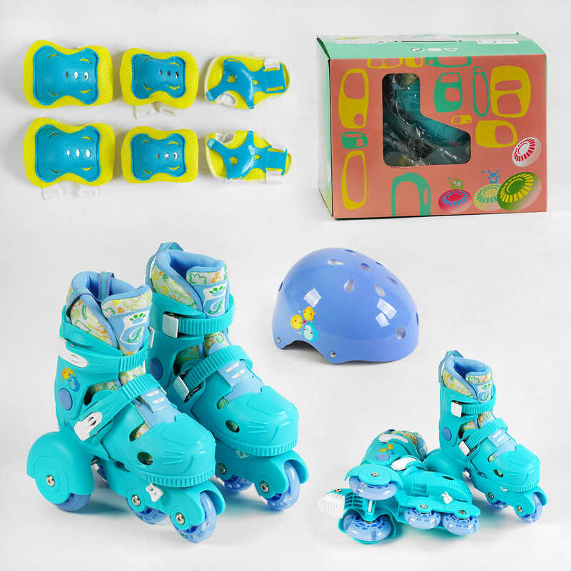 Ролики с захистом 77002-XS розмір 26-29 (6) колір СИНІЙ, колеса PU, ПЕРЕДНЄ КОЛЕСО СВІТЛО, устілка – 15-16.5 см, d колес – 6 см, в коробці