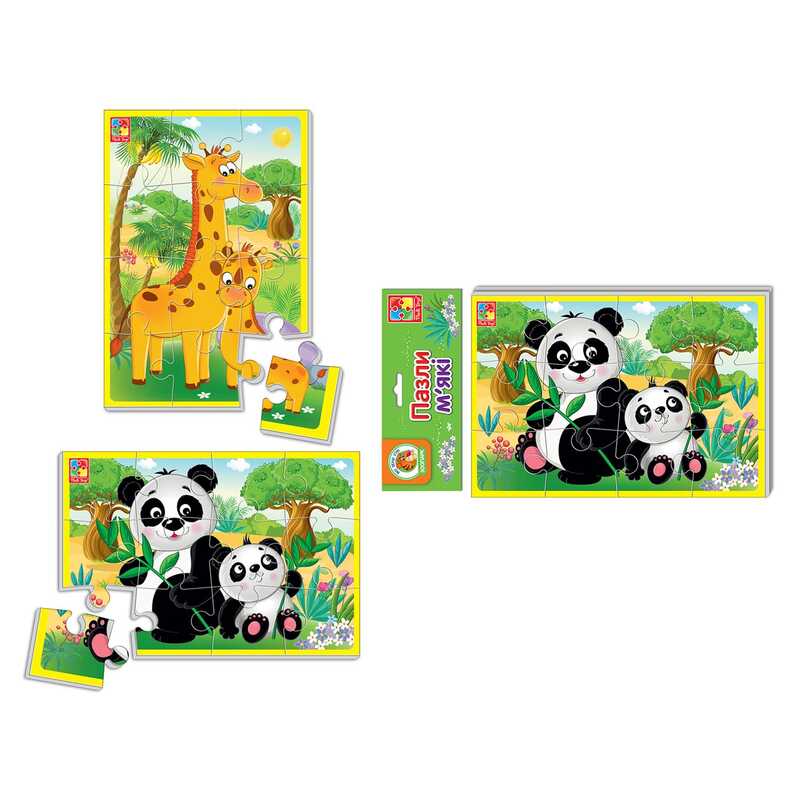 гр М'які пазли А5 "Тварини зоопарку" VT 1103-45 (25) укр "Vladi Toys", 12 елементів