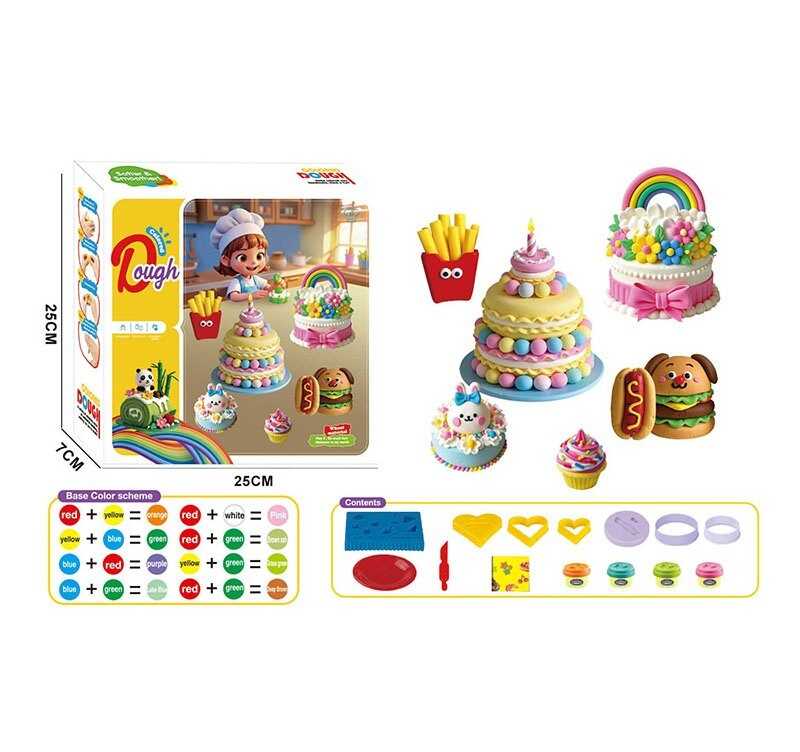 Тісто для ліплення 9030 (72/2) тісто у 4х кольорах, тарілочка, ніж, фігурні форми, в коробці