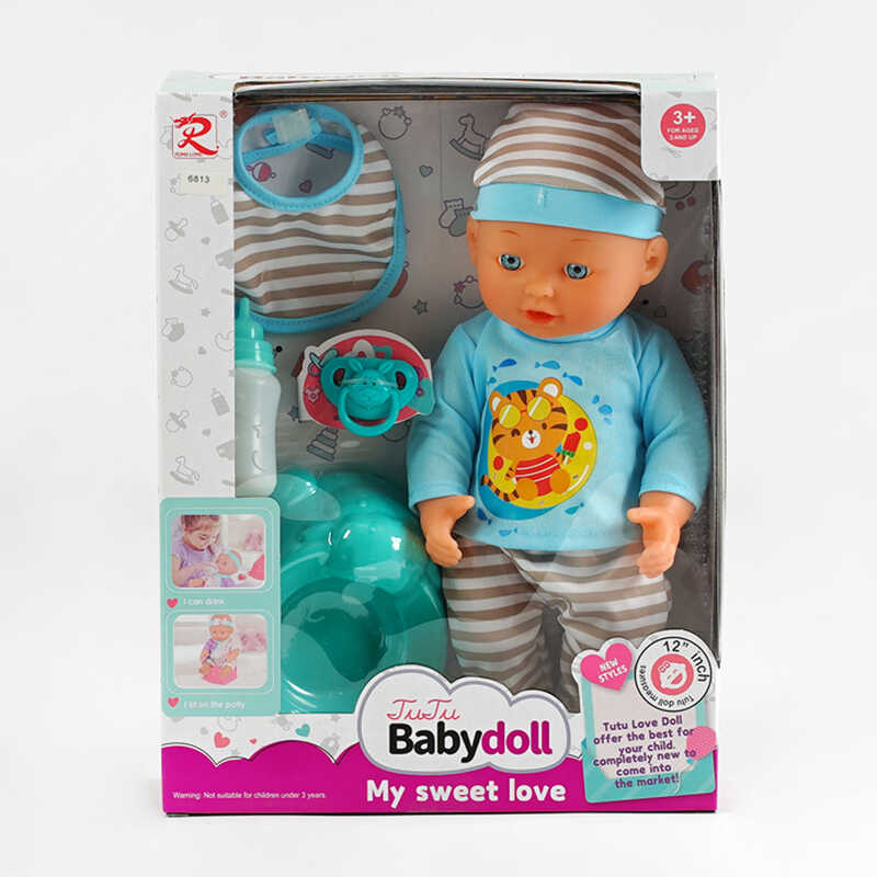 Пупс 6813 (24) п’є з пляшечки, ходить у горщик, аксесуари, висота 32 см, в коробці