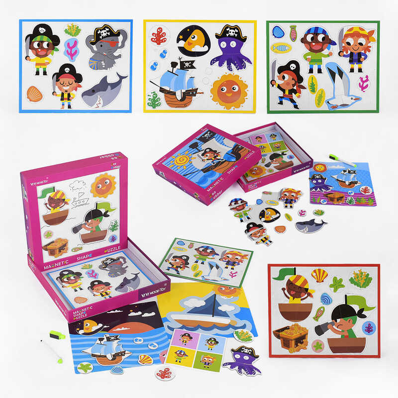 Магнітні пазли М 43694 (24) маркер на водній основі, дощечка для малювання, в коробці