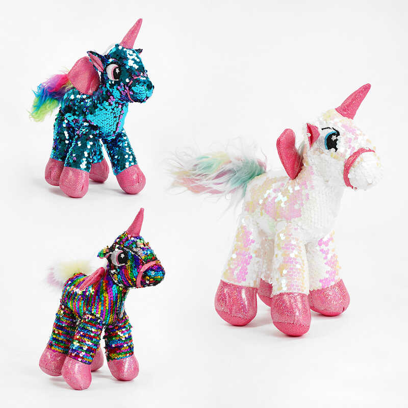 М`яка іграшка M 14746 (200) "Єдиноріжка", ВИДАЄТЬСЯ МІКС ВИДІВ, 3 кольори, висота 28 см