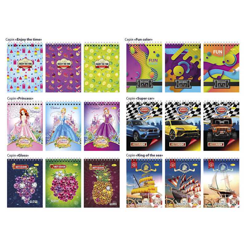 гр Блокнот Б-П6-80 (10) А6, 80 арк, пластик, пружина збоку "Апельсин" ВИДАЄТЬСЯ МІКС ВИДІВ