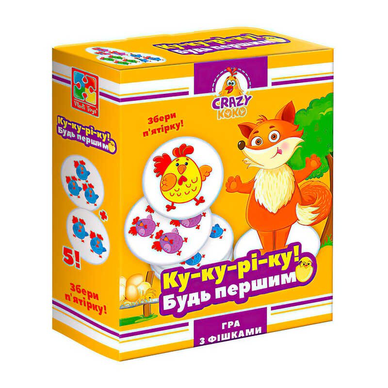 гр Гра настільна розважальна Crazy Koko "Ку-ку-рі-ку" VT8025-08 (16) "Vladi Toys", в коробці