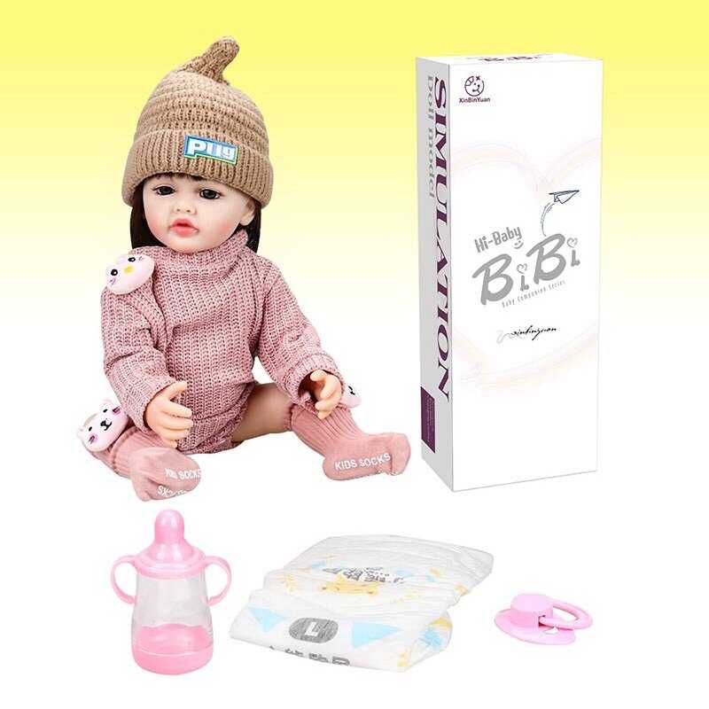 Лялька XBY 5528 (12) висота 52 см, гумова, шапочка, пляшечка, памперс, соска, в коробці