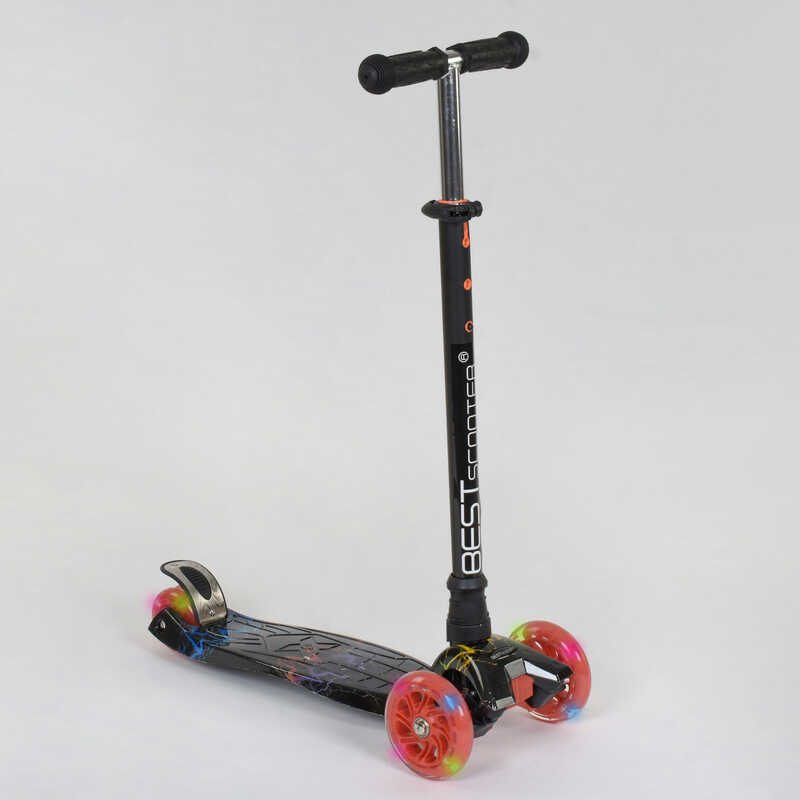 Самокат А 24659 / 779-1308 MAXI "Best Scooter" (1) пластмасовий, 4 колеса PU, СВІТЛО, трубка керма алюмінієва, d = 12см, в коробці