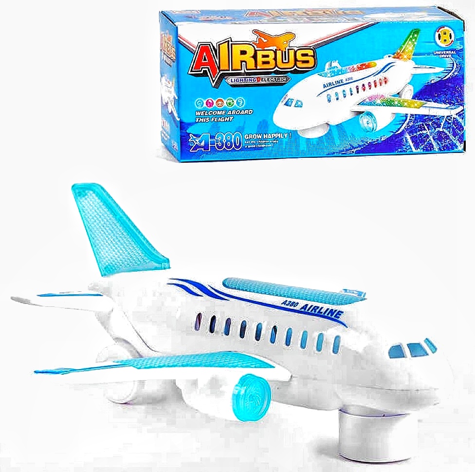 Літак 6273  "Airbus" , колесо вільного ходу, світло, звук,  коробці