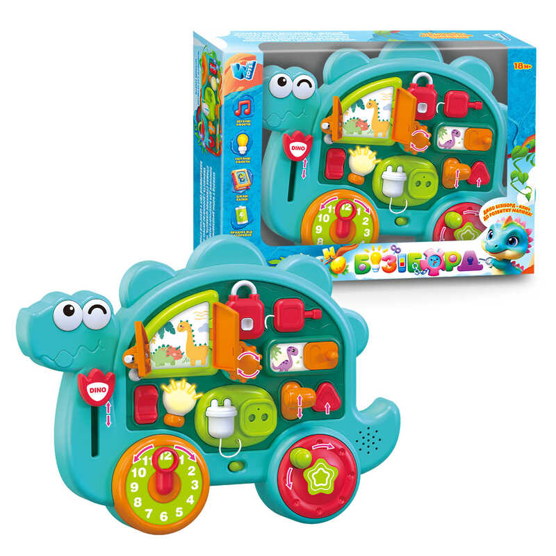 Бізіборд 72024 (36) "WToys", ОЗВУЧУВАННЯ УКРАЇНСЬКОЮ МОВОЮ, казки, пісні, звуки, підсвічування, аналоговий годинник, пальчикові ігри, в коробці