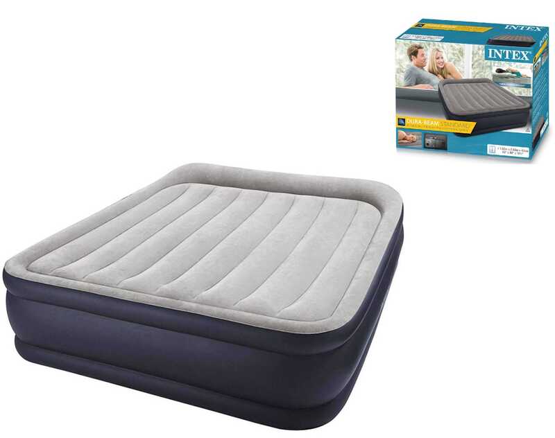 Intex Велюр матрац 64136 NP (2) двоспальний з підголовником, з вбудованим насосом, розмір 203х152х42см