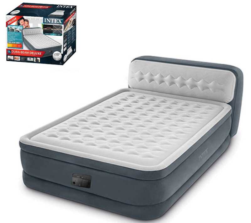 Intex Матрац із узголів'ям 64448 ND (1) з вбудованим насосом 220-240V, розмір:152х236х86см, двоспальне