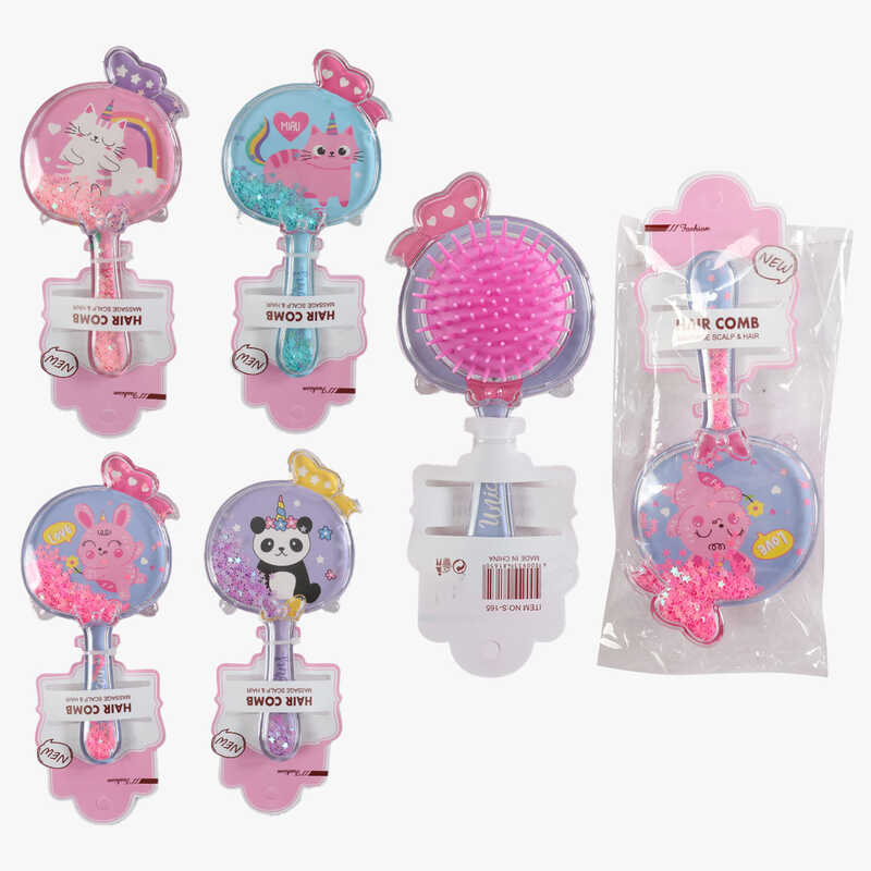 Щітка для волосся C 71790 (360) прозорий корпус з блискітками, в пакеті, ВИДАЄТЬСЯ ТІЛЬКИ МІКС ВИДІВ