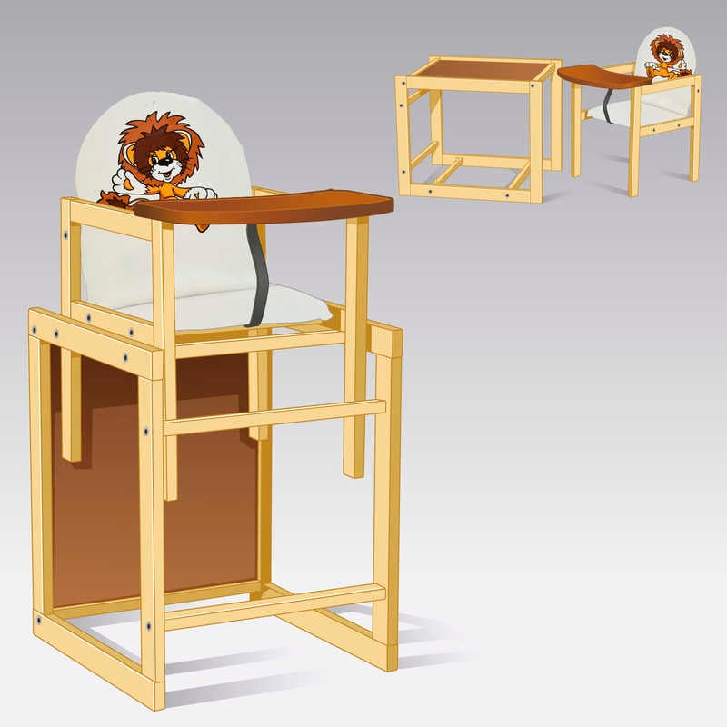 гр Стільчик / шкірзам / №2014 - "Лев" - колір БІЛИЙ (1) ТМ "Мася"