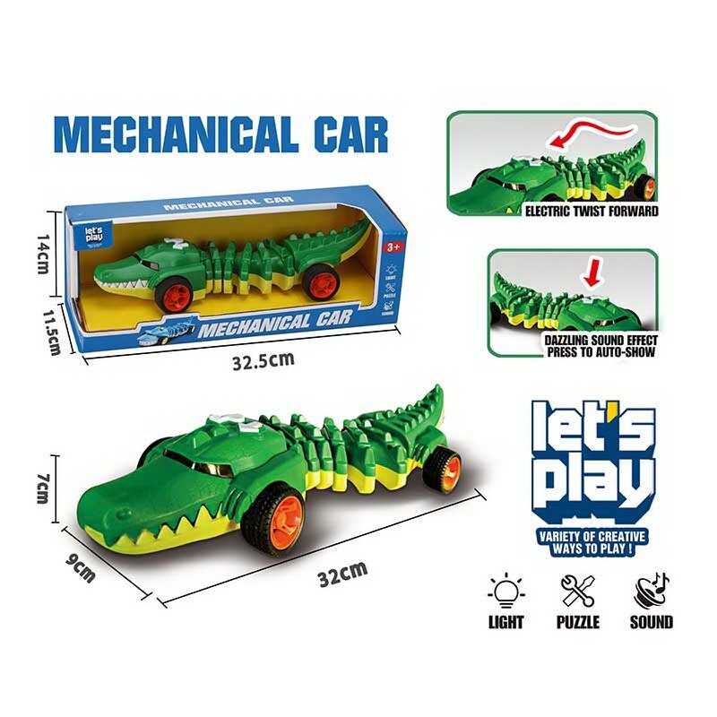 Машина музична PD 88-11 (36/2) “Крокодил”, звук, підсвічування, гумові колеса, в коробці