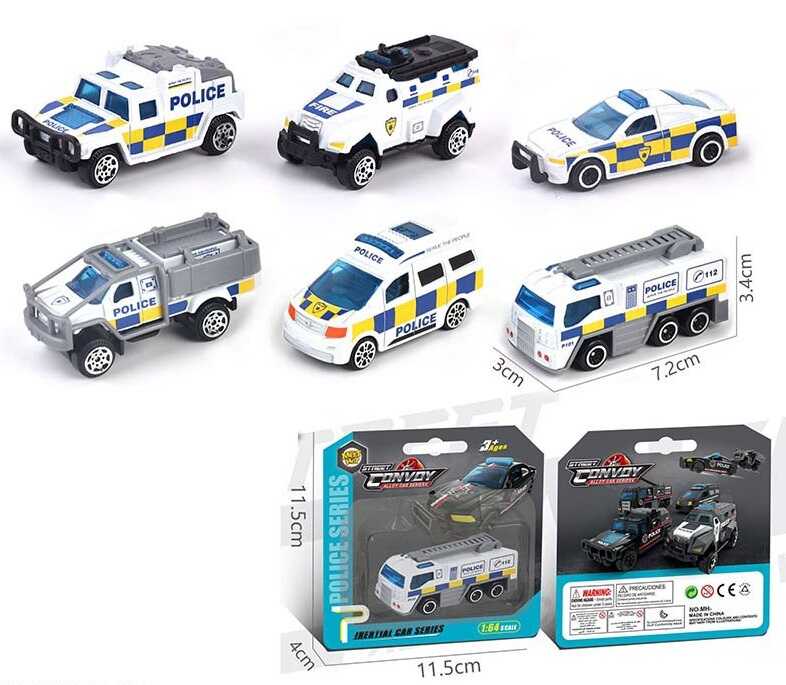 Машинка МН - 240 (576/2) "Поліційний транспорт", 6 видів, металопластик, 1шт на листі