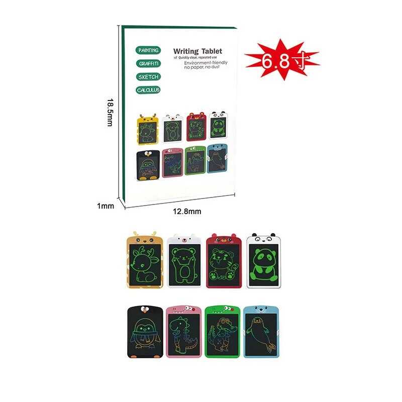 Планшет для малювання JS 002 (100) розмір: 12.8х18.5 см, кольоровий екран, стилус, блокування екрана, кнопка стирання, в коробці, ВИДАЄТЬСЯ ТІЛЬКИ МІКС ВИДІВ