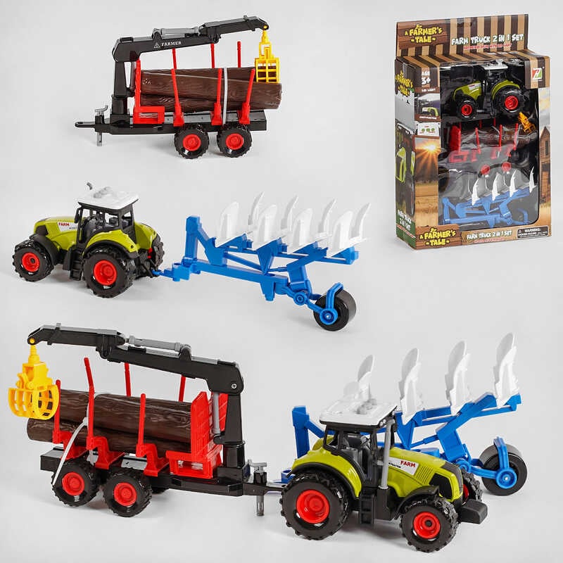 Трактор 550-19 Е (24) світло, звук, інерція, причіп, три колоди, в коробці