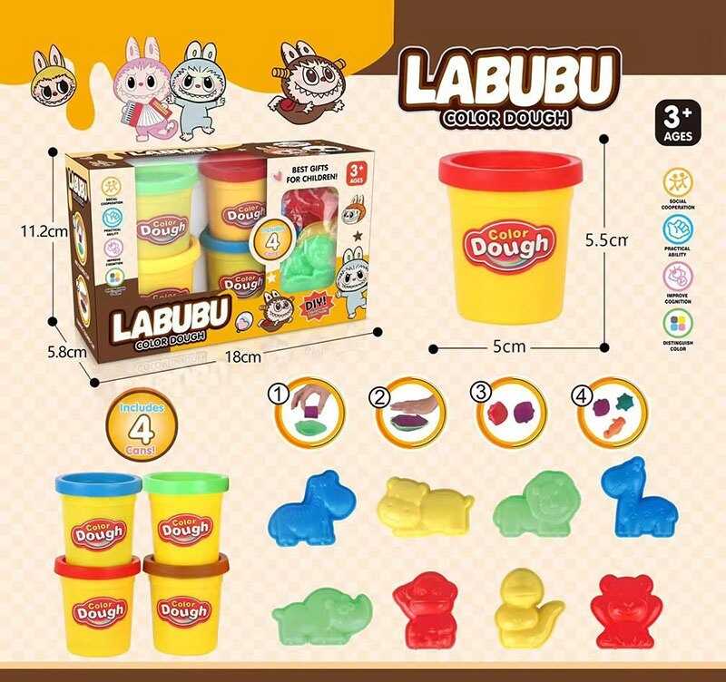 Тісто для ліплення 6213 B (48) герой, 4 кольори, формочки, в коробці