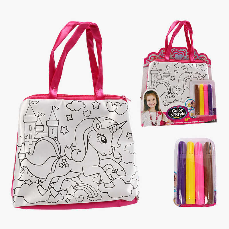 Сумка-розмальовка 613-2 (144/2) текстильна, 4 мініфломастери, застібається на блискавку, на листі