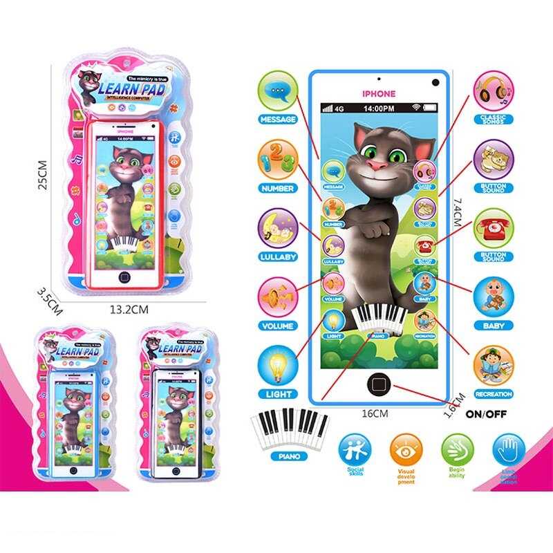 Телефон 678-9-2 A (288/2) герой, сенсорні кнопки, озвучування англійською мовою, звуки, підсвічування, від батарейок, цифри, звуки тварин, регулювання гучності, в слюді