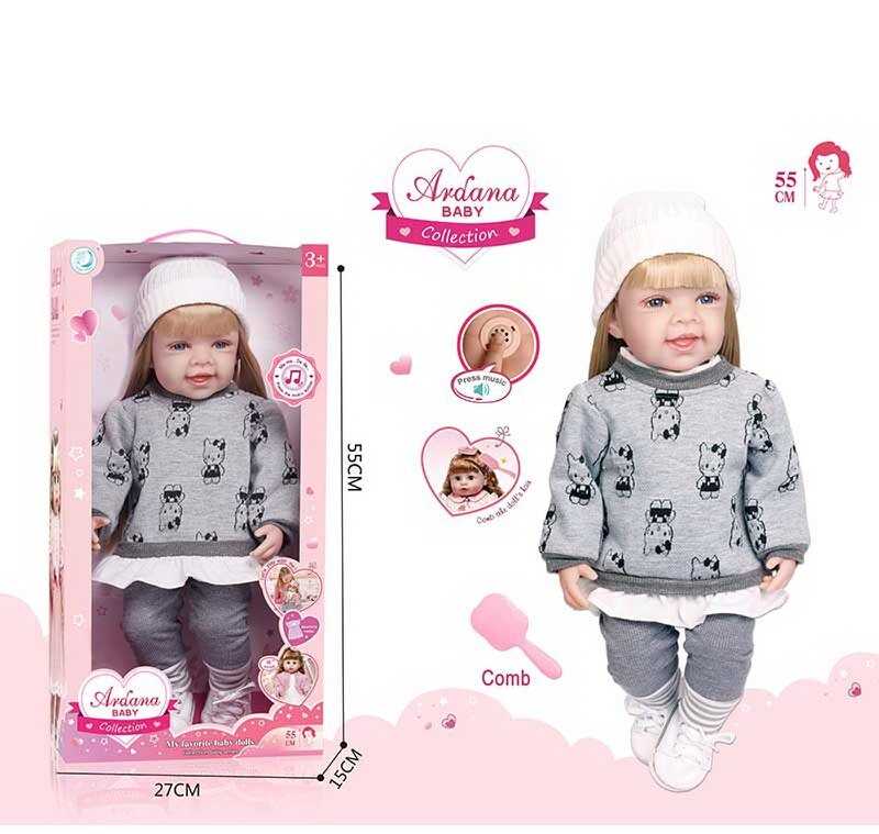 Лялька A 909 A (12/2) гумова, висота - 52 см, функціональна, прошите волосся, рухомі кінцівки, щітка для волосся, взуття, в коробці