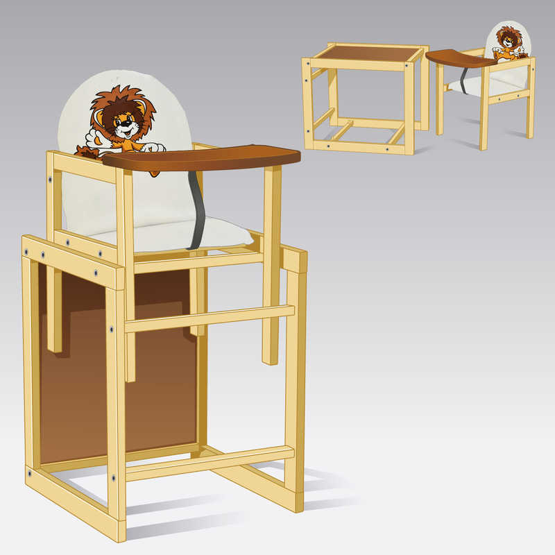 гр Стільчик / шкірзам / №2014 - "Лев" - колір БІЛИЙ (1) ТМ "Мася"