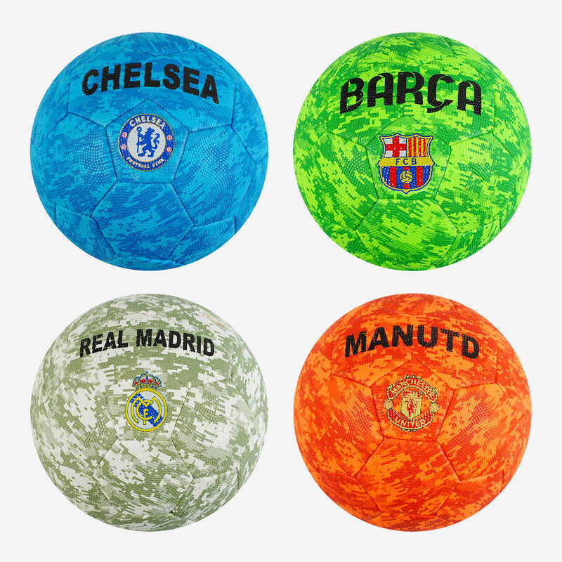 М'яч футбольний C 62410 (80) 4 види, матеріал м'який PVC, вага 330-350 грамів, гумовий балон, розмір №5