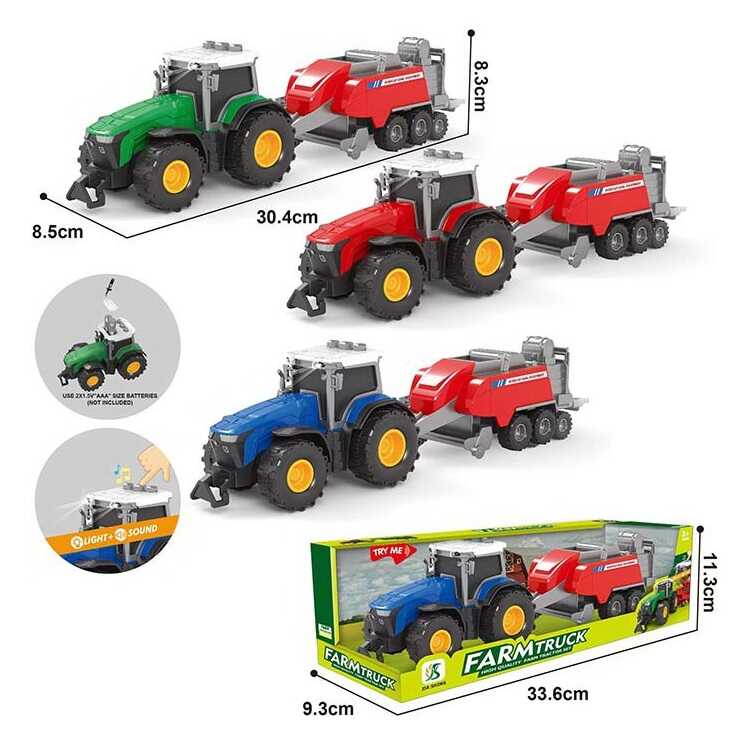 Трактор з причепом 0488-602 D (96/2) 3 кольори, інерція, 3 кнопки, в коробці