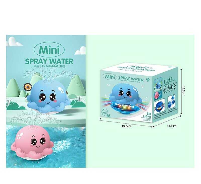 Гра для ванни 7018 WL (72/2) “Восьминіг”, фонтанчик, катається, підсвічування, 2 кольори, в коробці