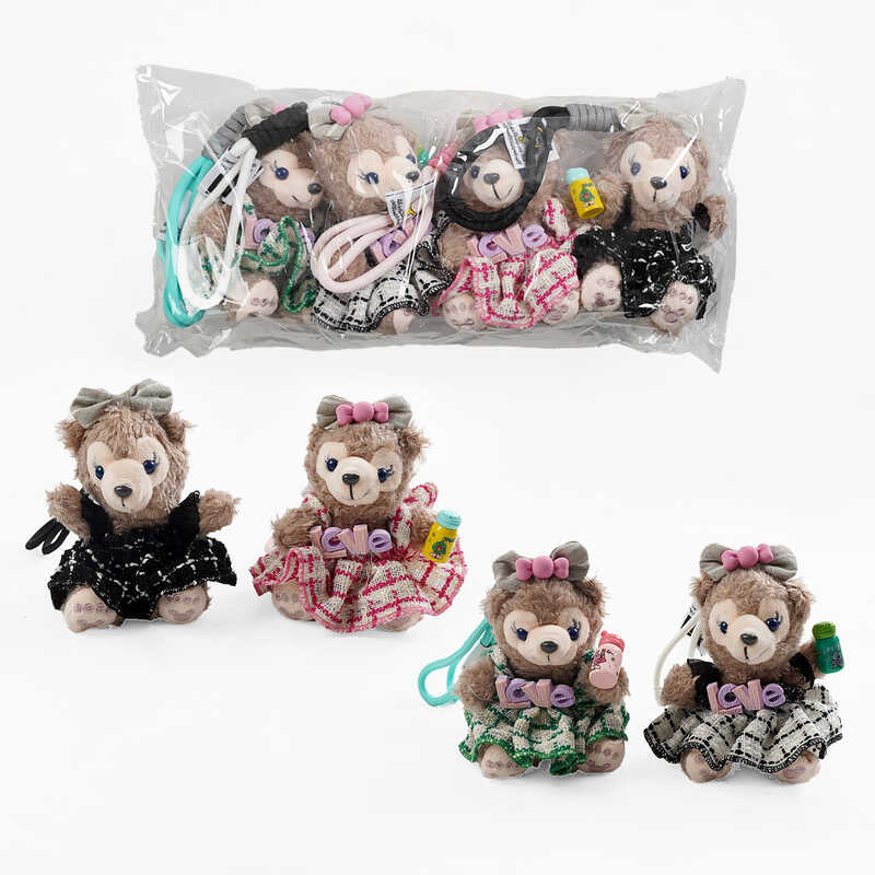 М'яка іграшка-брелок C 70736 (150) ЦІНА ЗА 4 ШТУКИ В УПАКОВЦІ, “Ведмедик”, карабін, шнурок, в пакеті