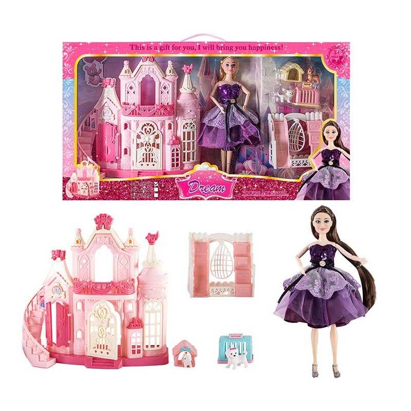 Лялька 8932 (12) висота: 30 см, шарнірні з’єднання рук, голова і руки: гума, тіло і ноги: пластик, знімний одяг та взуття, замок: 25х28 см, улюбленці, аксесуари, в коробці