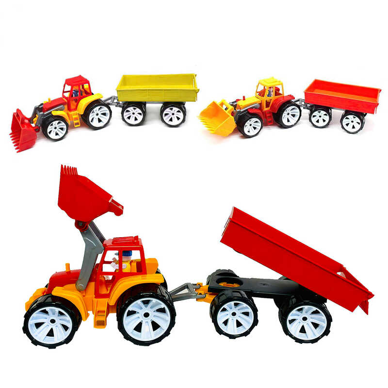 гр Трактор BAMS ківш + причеп - кольоровий 007/10 (4) "BAMSIC" в сітці