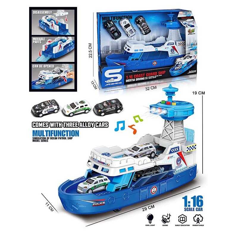 Корабель JS 160 A штрих=19438 (24) звук, підсвітка, масштаб 1:16, рухомі елементи, інерція, в коробці