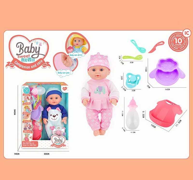 Пупс ZF 168-3 (24) 2 види, звук, висота 30 см, ходить в туалет, аксесуари, в коробці
