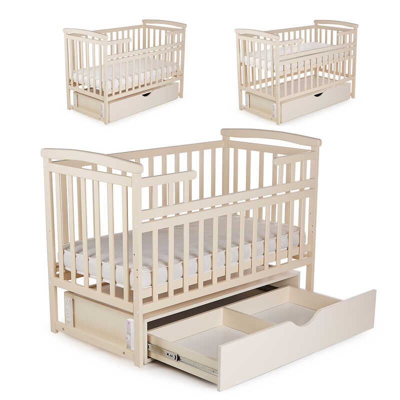 гр Ліжечко "Трансформер" колір - ваніль, з шухлядою DS-102 (1) маятниковий механізм