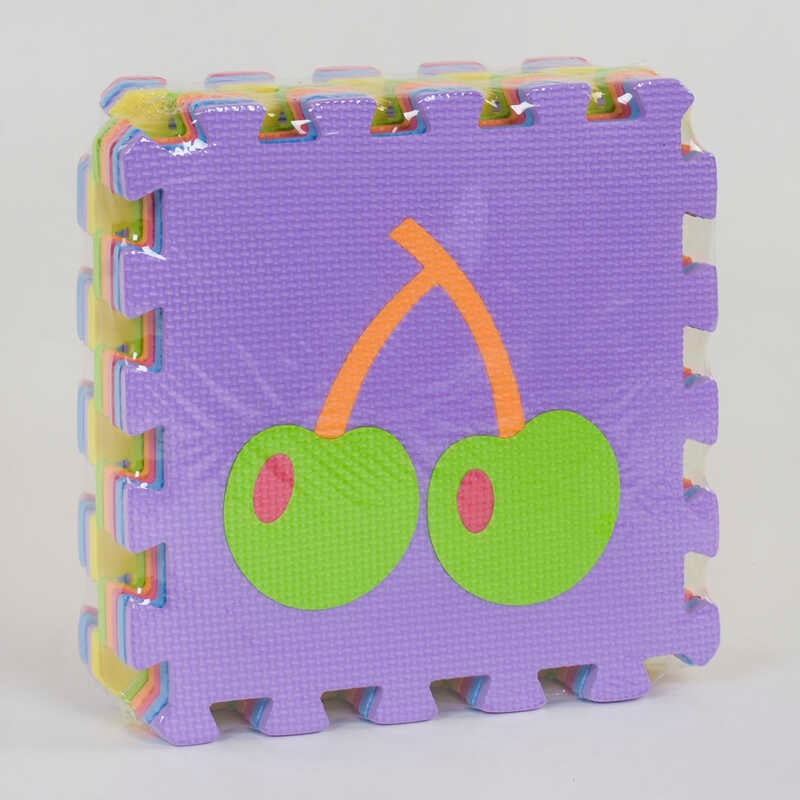 Килимок-пазл EVA Фрукти С 36606 (24) масажний, 9 шт в упаковці, 30х30см