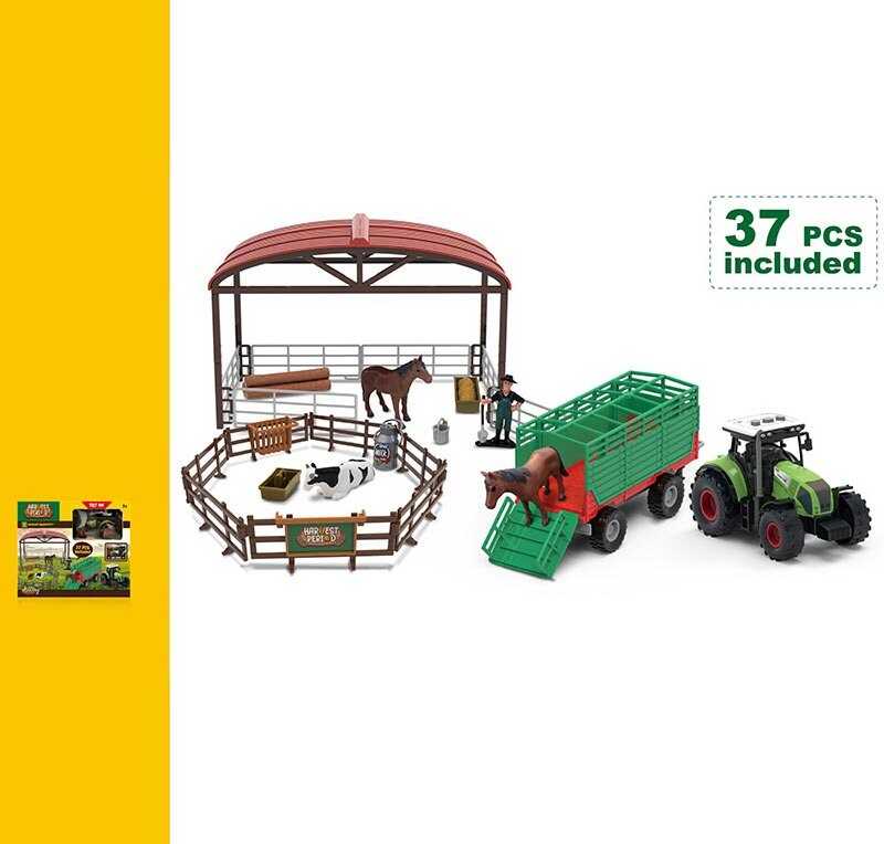 Ферма 550-14 K (24/2) 37 елементів, трактор, інерційний механізм, фігурки, звукові ефекти, підсвічування, в коробці