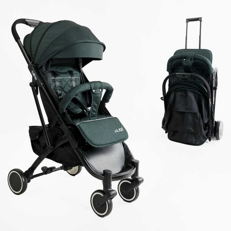 Візок прогулянковий дитячий "JOY" Vittoria 30883 (1) колір ТЕМНО-ЗЕЛЕНИЙ, рама алюмінієва, футкавер, телескопічна ручка